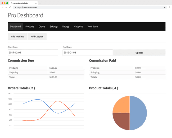 Revendor Home 8 Dashboard